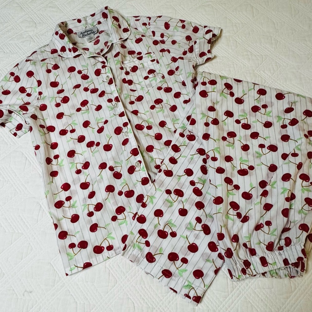 Vintage Y2K Anthony Richards Cherry Pattern Cotton Blend Ladies PJ’s Size Medium